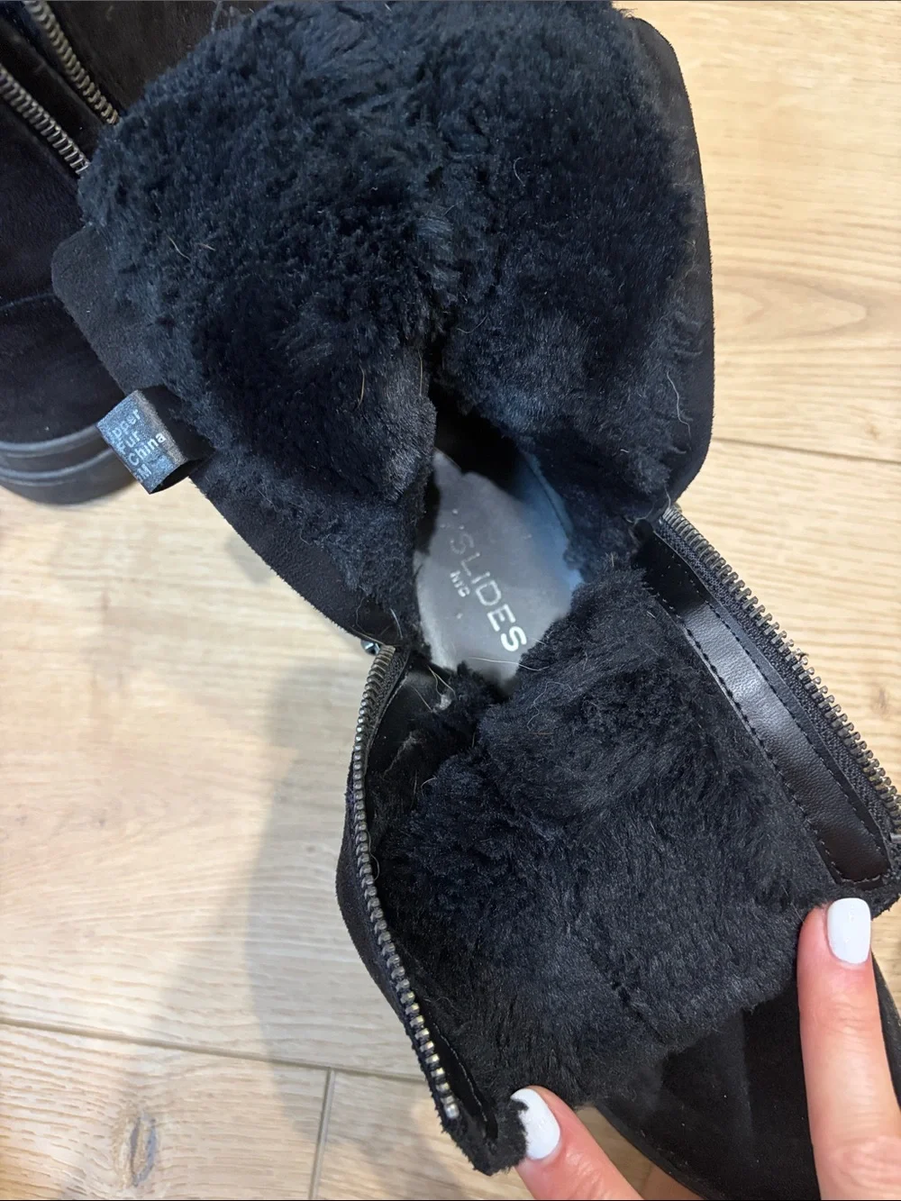 J Slides faux fur lined ankle booties